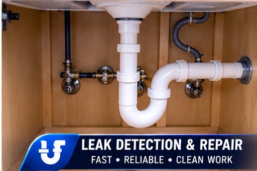 Plumber using electronic leak detection equipment to pinpoint a hidden water leak